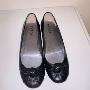Prada black leather ballerina flats